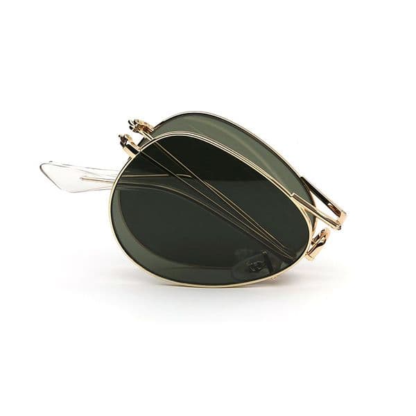 Fashion Folding Sunglasses Womens Double Bridge Pilot Sunglass Vintage Mens Sun Glasses Eyeware Woman Man UV Protection Lenses with top quality case