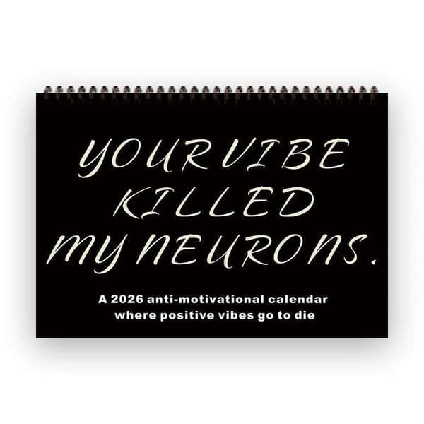 1pc 2026 Black motivational sarcastic quotes,12 Monthly Plan ,Desk Calendar, Perfect Gift for Birthdays & Christmas 26Y0123