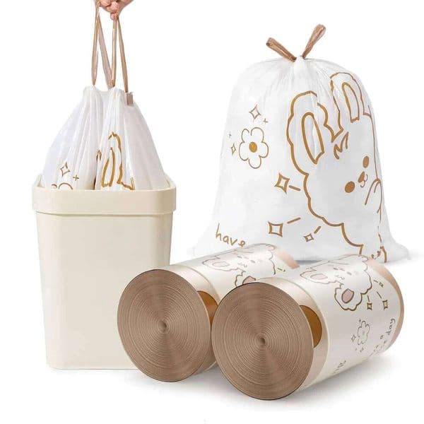 20pcs/1 Gallon Thick Kitchen Garbage with Drawstring Tear Free Storage Daily Household Use Large Handheld Bag for Home 26W0123