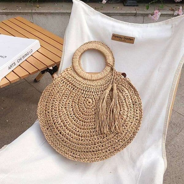 Tassel Design Top Handle Summer Straw Woven Large Capacity Handbag for Women Fashion Ladies Shoulder Beach Bag