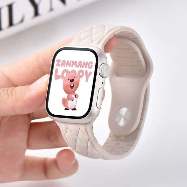 Smart Silicone Diamond Pattern Strap Compatible with Apple Watch Series 10 9 8 7 6 SE Soft Breathable Replacement iWatch Band Unisex Fashion Shockproof phone case
