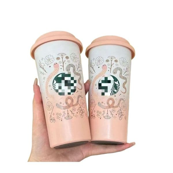 Golden Snake Pattern Coffee Men's and Women's Portable Insulated Gift Cup