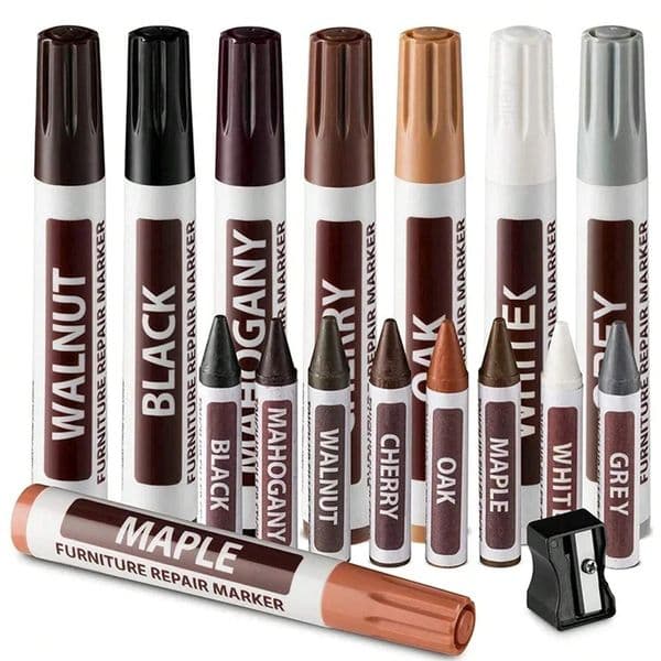 6-21Pcs Furniture Touch Up Kit Markers Crayons Filler Sticks Paint Pen Wooden Damaged Scratch Repair Pens 260120