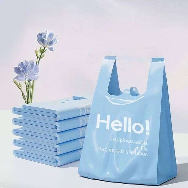 50pcs Disposable Trash Bags with Handles for Hoom, Outdoor & Car - Multi-Purpose Home Cleaning Essentials, Easy Carry Bag 26W0123