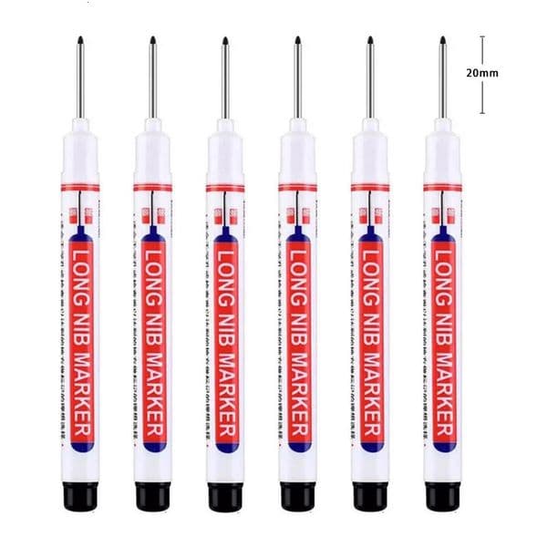 6Pcs/Set 20mm Long Nib Head Markers for Metal Perforating Pen Waterproof Bathroom Woodworking Decoration Multi-Purpose 260120