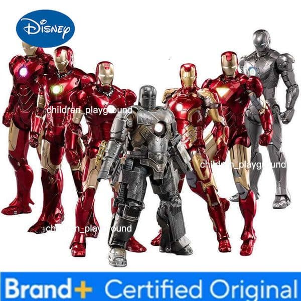 Disney Original Avengers ZD Toy Light version Iron Man Mark3 MK6 Action Figure MK1-7 LED MK85 Suit-up Gantry Adult Collectible toys H26012311