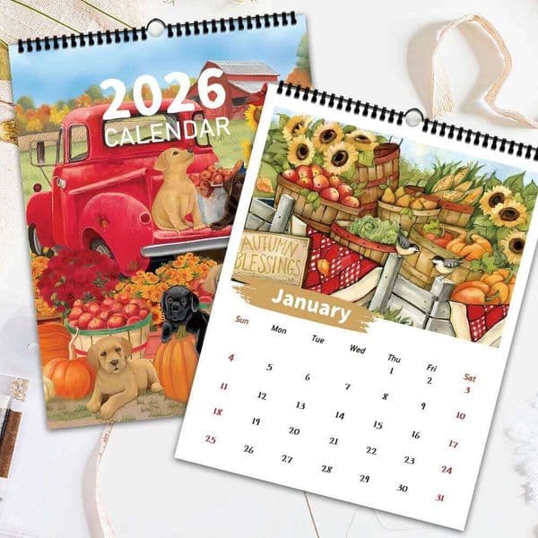 1pc 2026 Wall Calendar, Autumn Harvest Calendar,12 Beautiful Designs,Monthly Plans,Perfect Gift for Birthday,Christmas, New Year 26Y0123