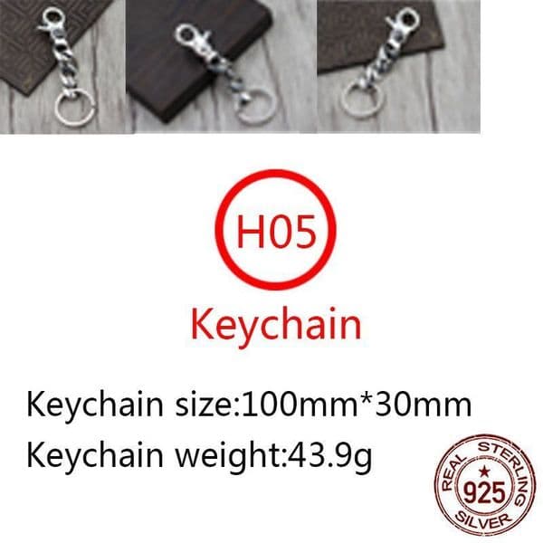 H05 S925 Sterling Silver Keychain Fashion Car Keychain Bag Buckle Smooth Cross Flower Letter Pendant Versatile Personalized Punk Hip Hop Jewelry Style new