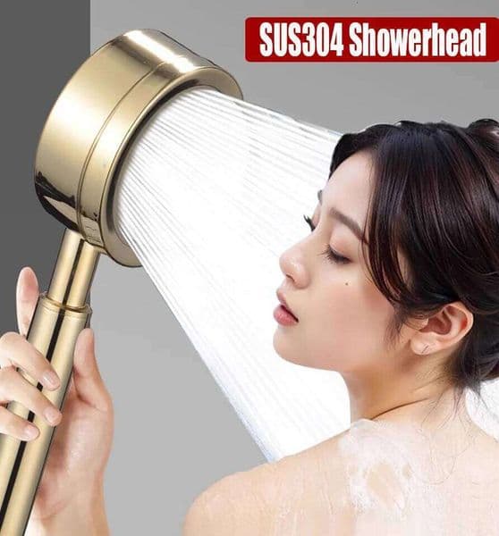New Golden 304 Stainless Steel High Pressure Water Saving Shower Head Large Flow Handheld Showerhead Set Bathroom Accessories 26Y0123