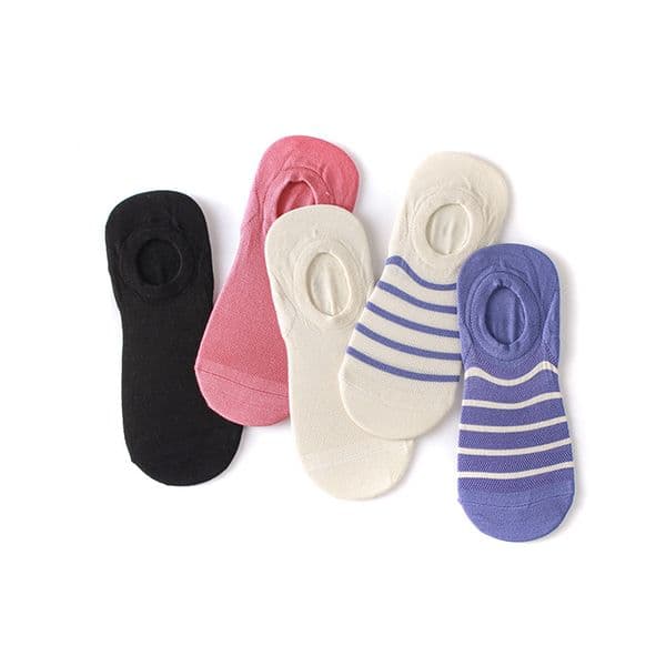 Women's Mesh No Show Socks, Striped Thin Breathable Fishnet Boat Socks, Non-slip Invisible Low Cut Socks for Casual