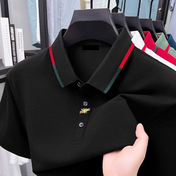 designer summer mens lapel polo shirt short sleeve highend business fashion embroidered lapel short sleeve classic casual style