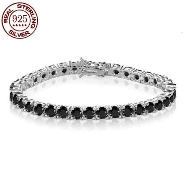Real S925 Sterling Silver Plated 18K Gold 5A Grade Zircon Black Tennis Bracelet for Men and Women Fashion Exquisite Jewelry 26W0123