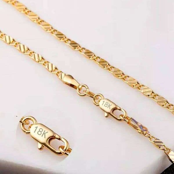 Fashion 18k Gold 2MM 16/18/20/22/24/26/28/30 Inch Side Chain For Women Men Jewelry Silver Necklace Z260123