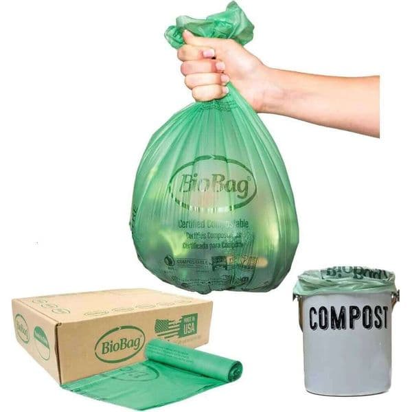 100-Count Compostable Kitchen Bags, 2.6 Gallon, ASTM D6400 Certified, USA Made for Food Waste 26W0123