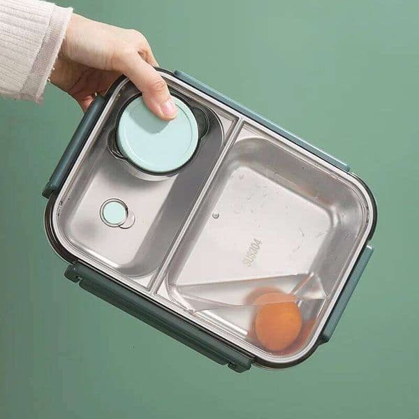 Stainless steel Lunch box for Adults Kids Students Portable Divided Bento Box with Tableware Leakproof Food Storage Containers 26H0123