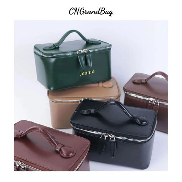 Customized Genuine Leather Hand-Held Cosmetic Bag Large-Capacity Storage Bag Wash Bag Waterproof Stiff Travel Bath Storage Box 260121BJ