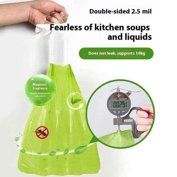 10/30/50/100 Pcs/Roll Mugwort Garbage - Tear Free Anti-mosquito Anti-odor Drawstring Storage Bags for Kitchen Bathroom 26W0123