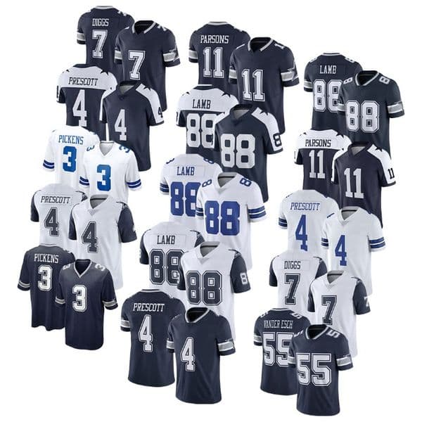 Style Embroidery on Custom Rugby Cowboyss Jerseys 88 Dak Prescott CeeDee Lamb Trevon Diggs DaRon Bland