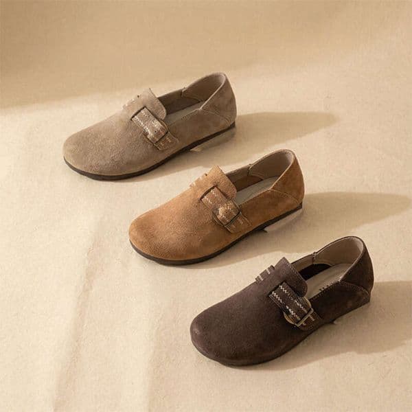 women designer shoes casual shoes spring autumn slip on camel khaki coffee single shoes women thick soled genuine leather lazy shoes outdoor comfortable shoes