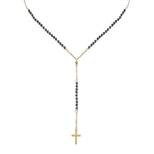 Catholic Stainless Steel Rosary Beads Chain Y Shape Cross Pendant Necklace For Women Men Religious Jewelry Z260123