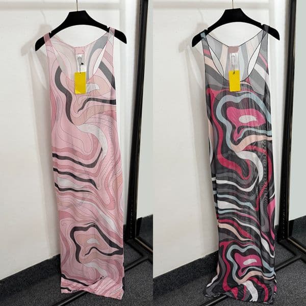 Women Designer Street Sling Dress Luxury Loose Sheer Maxi Dress Summer Beach Versatile Casual Maxi Dress