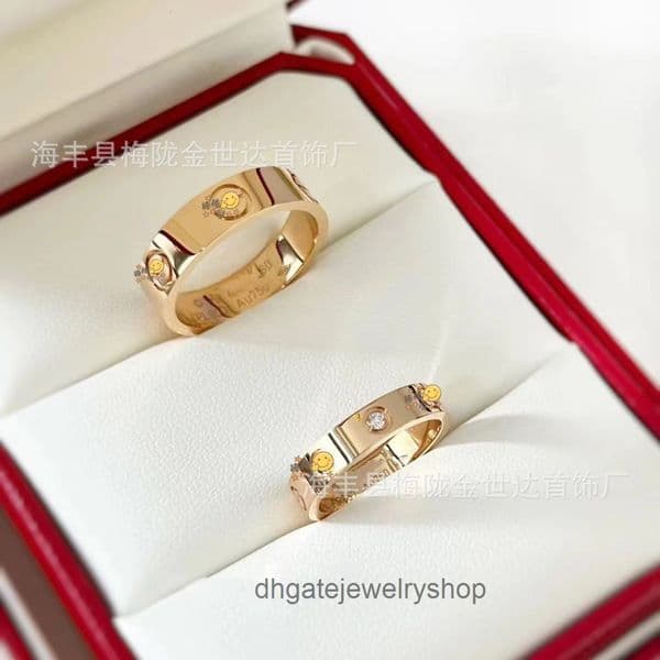Designer Rings cartiier Classic LOVE Ring Thick Plated 18K Gold Screw Pattern Wide Narrow Single Diamond Three Diamonds Full Diamond Ring