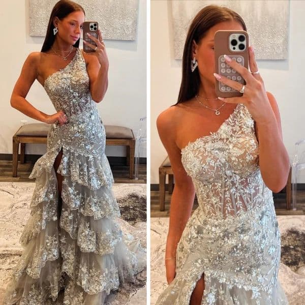 Glamorous Prom Dresses One Shoulder Elegant Evening Dresses for Special Occasions Vestidos De Noche Shiny Customized