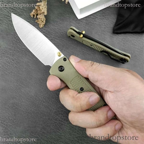 Red/khaki Mini BM 535 Bugout Hunting Pocket Folding knife Knife 3.24 440C Satin Plain Blade Grivory Handles Outdoor Tacticals Defense Camping Knive 3300 15535