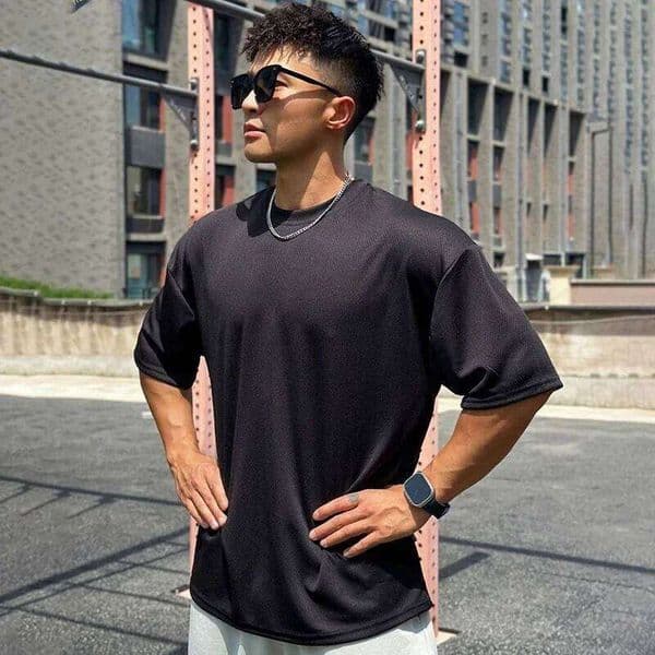 T Oversized Loose Men's Running Sport T-Shirt Gym Bodybuilding Fitness Training Clothing Summer Mesh Short Sleeves Quick Dry Shirt C260124