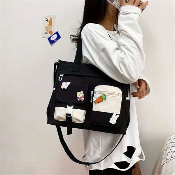 Stylish Nylon Shoulder Crossbody Bag Teenagers Women Multiple Compartments, Zip Closure Perfect for Books, Travel, Daily Use