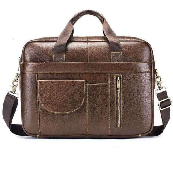 OLOEY Genuine Leather Briefcase 14 Inch Men's Laptop Shoulder Business Bag Versatile Commuter Bag