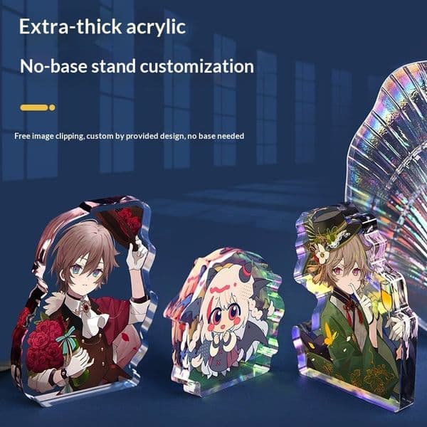 Custom Double-Sided Acrylic Standless Display Sign with Vibrant Shimmering Shaker Game Desktop Thick Ornament Anime/Manga Merchandise Customization