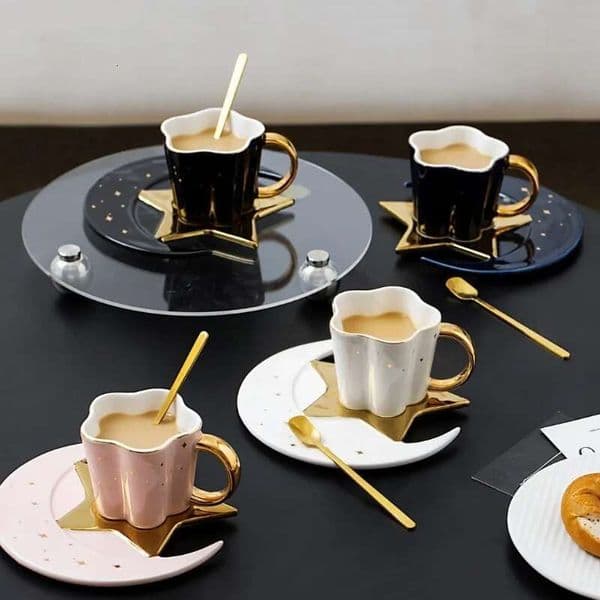2026 New Ceramic Gs Drinking Utensils Creative Star Moon Design Coffee Tea Latte G Office Home Kitchen Breakfast Milk Cup Decor Gifts Free S