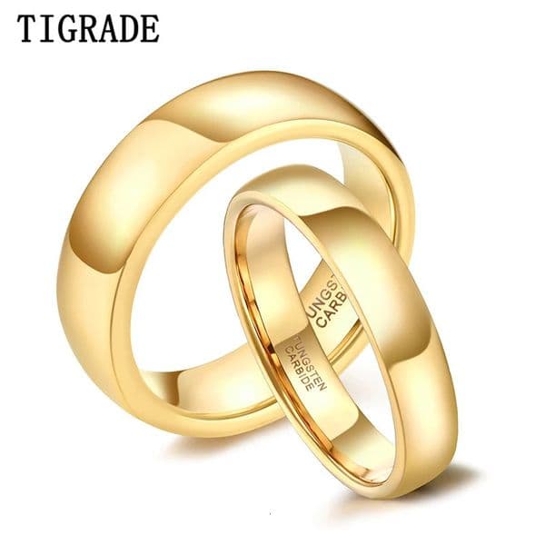 Tigrade Gold Color Tungsten Ring Couple Men Women Classic Wedding Engagement Band 28mm Special Write Engraving Name 260109