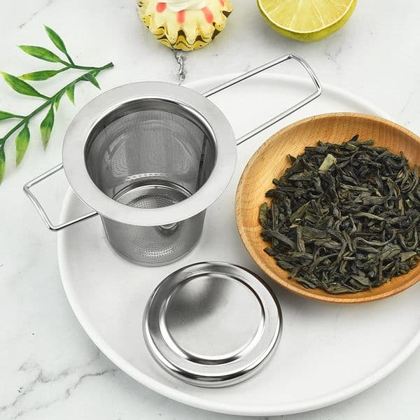 Tea Infusers Teapot tea strainer with cap stainless steel loose leaf basket filter big lid Wholesale