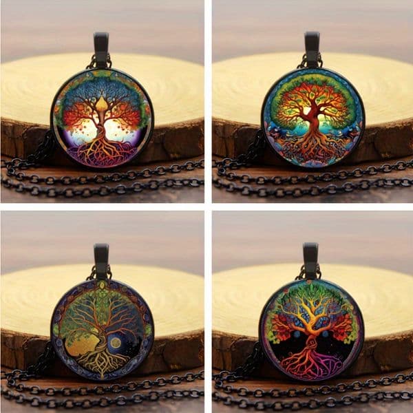 Tree Of Free shipping Life Glass Alloy Pendant Necklace, Men's Christmas Party Gift, Daily Accessories Jewelry