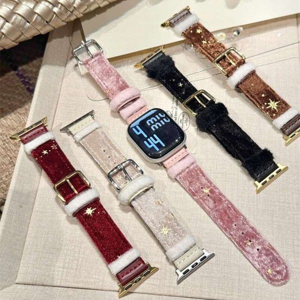 Edge Christmas Reindeer S11/S10 iWatch 8 Plush Leather Strap Apple Watch
