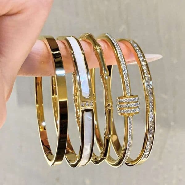 Women's Designer Necklace Original Jewelry Gold Titanium Steel Zirconia Couple's Light Luxury Bracelet