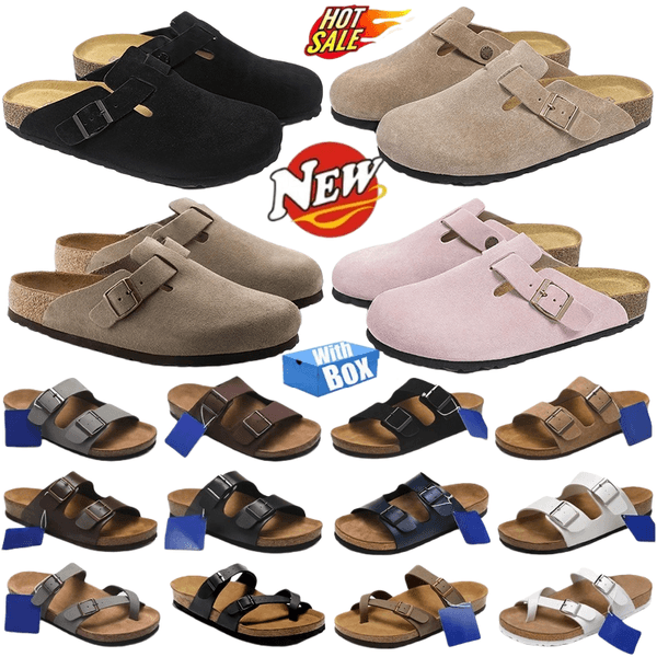 Designer clog slides Boston clogs sandals Arizona sandal Birkibuc Soft Footbed Grip Shearling Stone Suede Black Taupe Mocha Brown Mink