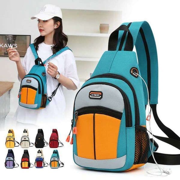 Women Nylon Sling Bag - Adjustable Strap, Multi-Pocket Crossbody Chest Pack Men Travel & Sports for Daily Commute