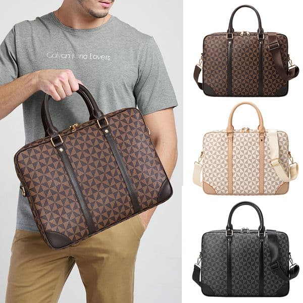 Lacel Urwebin 2026 New mens handbag large capacity business briefcase trendy printed fashion casual shoulder bag