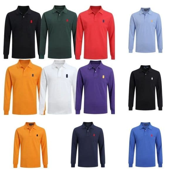 Ralf polo shirt men shorts men Brand Long Sleeve polo shirt Golfs Fallow Shirt Polo Shirt Fashion High Street Casual Top Tees Clothing Warm Horse Pony Embroidery Polo