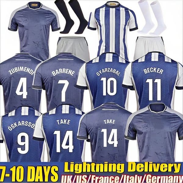 26 27 Real Sociedad Soccer Jersey BARRENE TIERNEY MERINO OYARZABAL TAKE X. PRIETO Football Shirt TAKE 2026 2027 Carlos Fernandez camiseta de futbol Men kids Equipment