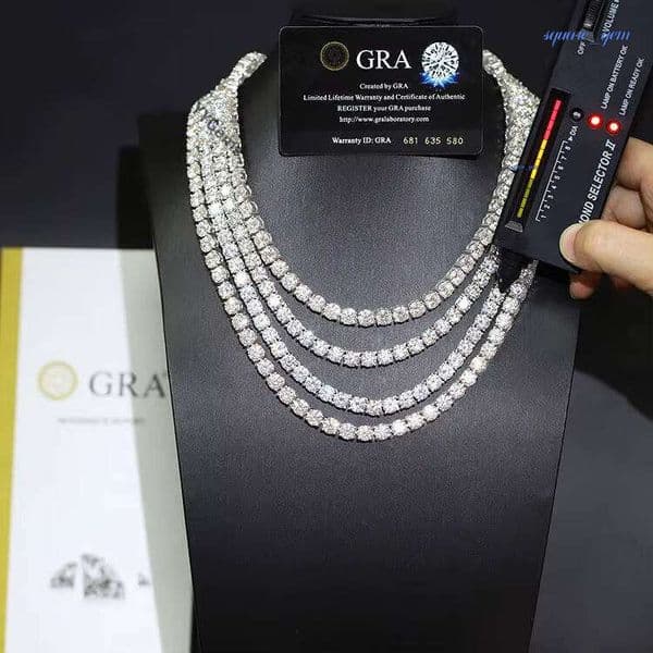 In Stock 925 Silver Mossanite 2Mm--6.5Mm VVS Diamond Women/Mans Necklace/Bracelet Tennis Chain