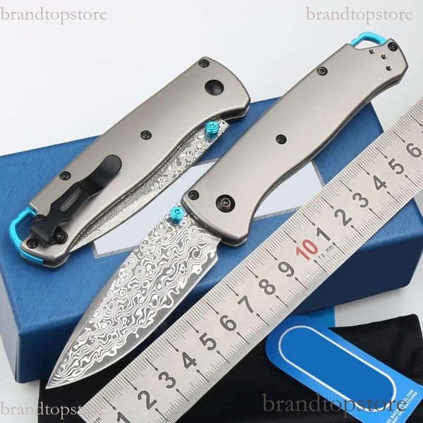 2Models knife 535/535-Ti folding knife Bugout Folding Knife 3.24 Damascus Plain Blade Tc4 Handles Outdoor Camping Hunting Pocket 535-Bk4 Knives