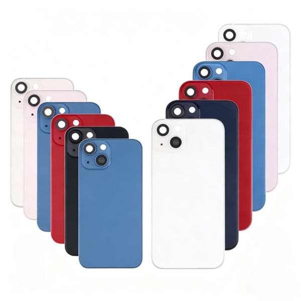 Replacement battery glass back cover for iPhone 16/15/14 Pro Max Plus. Supports NFC. Includes back cover, chassis frame, bezel, metal plate, and magnet, with camera lens.