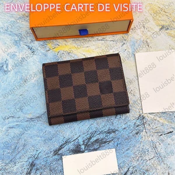 Designer ENVELOPPE CARTE DE VISITE Card Clip Leather credit Card Holder decoration Wallet Women Men business credit card Wallets Famous box