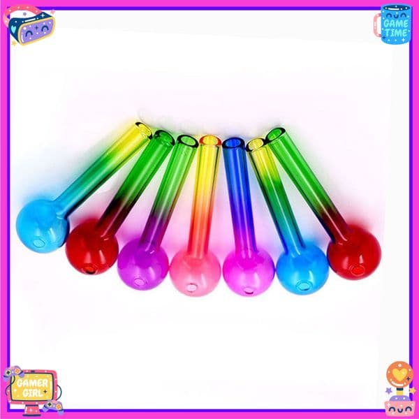 Cheap colorful 4inch Rainbow Glass Smoking Oil Burner Pipes Smoke Straight Tube Pipe Water Hand Nail Tips 30ball Smoking accessories