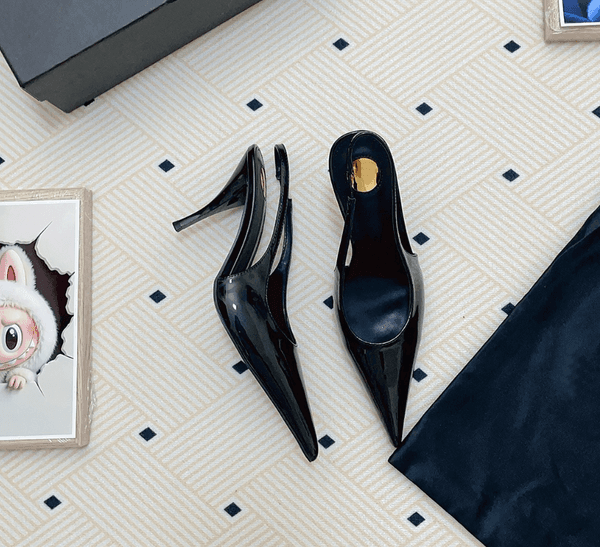 Woman High Heels Dress Pumps Norma pump slingback sandals patent leather pointed toe Miss Sandals shoes