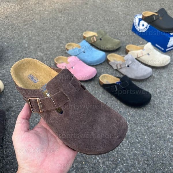 Designer Clogs Sandals Clog Slippers Taupe Cork Flat Summer Genuine Leather Slides Ladies Girls Suede Beach Sliders Casual Slipper Men Women Slide Size 35-46
